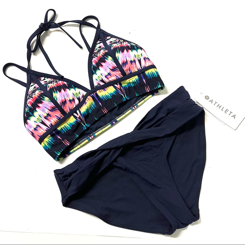 NWT Athleta Boho Bright Bralette Bikini Top with Twist Bottom
